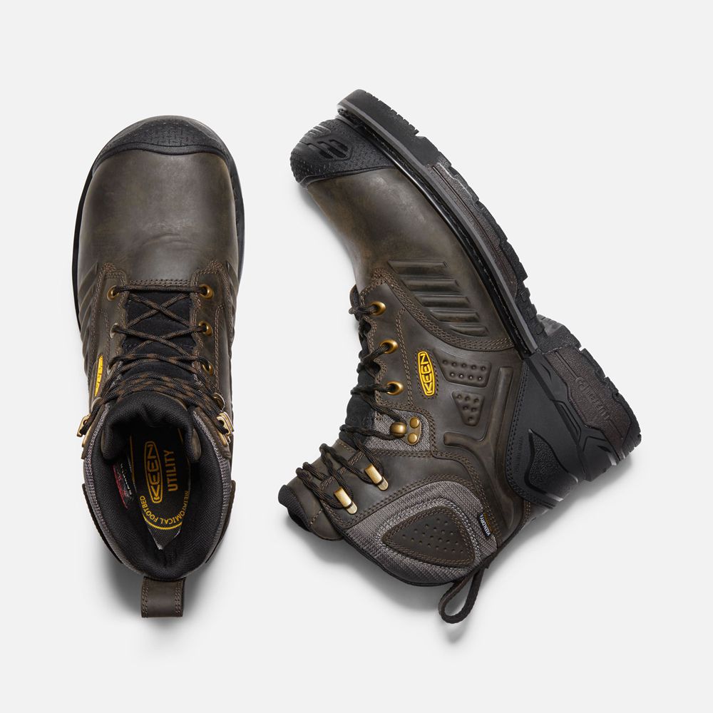 Cizme Keen Romania Barbati Negrii Maro Philadelphia 6\" Waterproof (Carbon-Fiber Toe) 3426-RWQFV